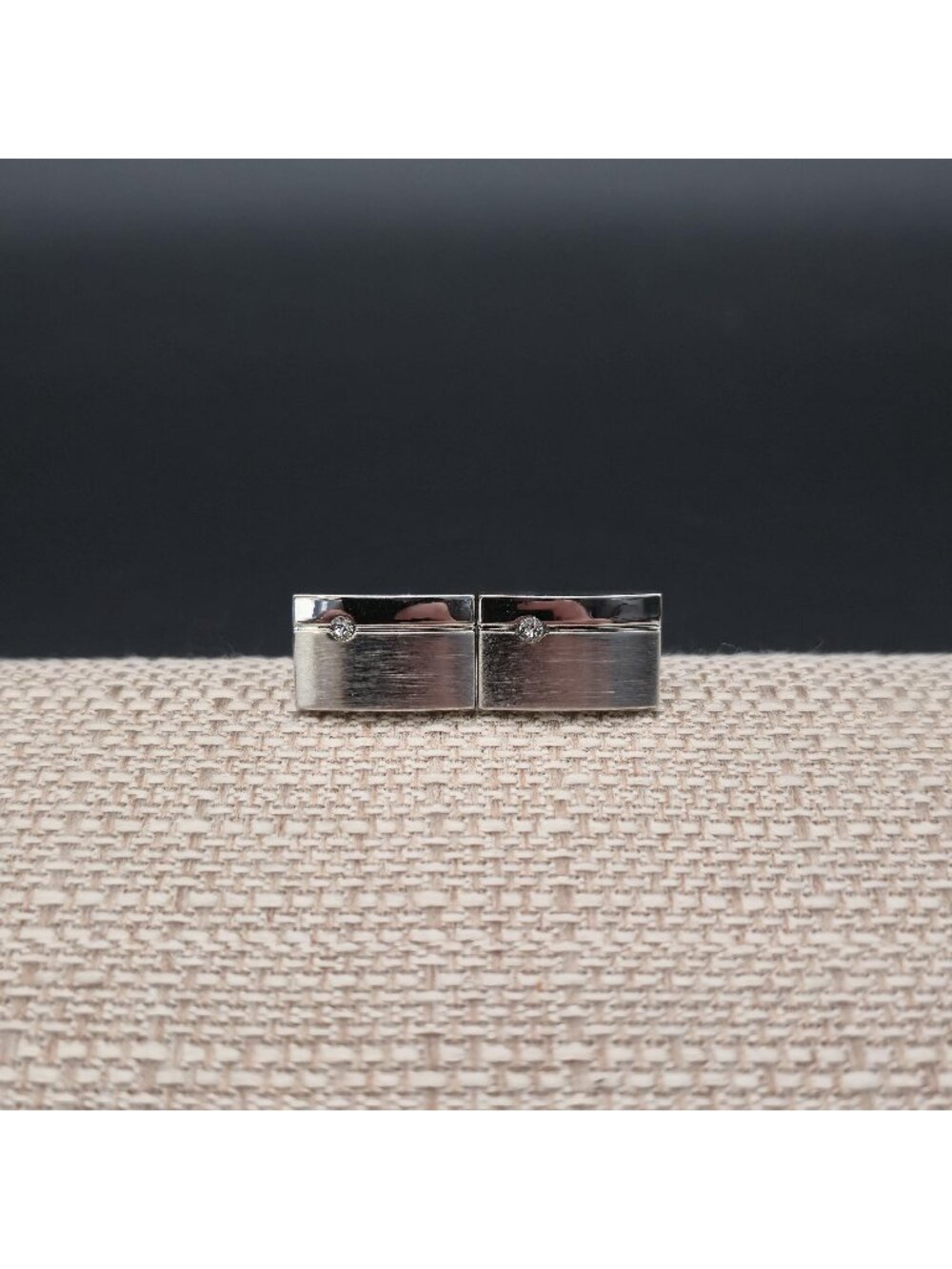 Vintage Two Tone Brushed Silver Brushed Cufflinks A8019
